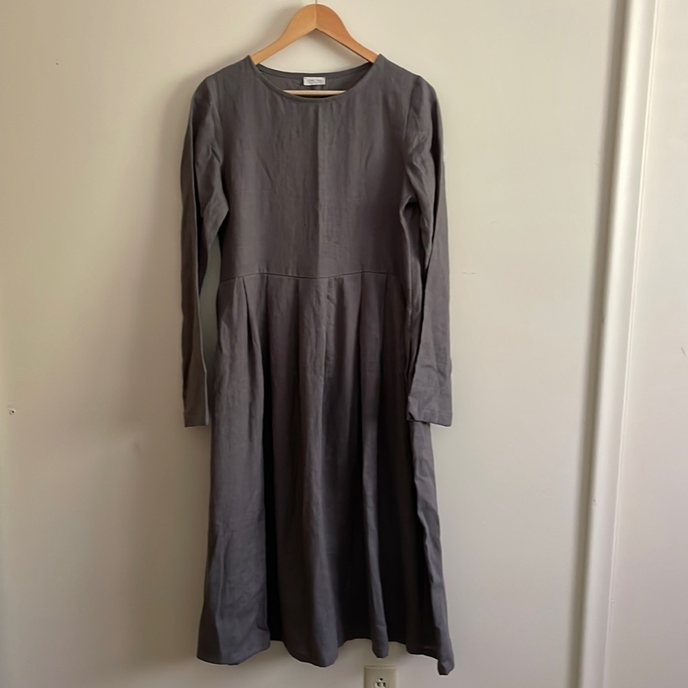 Linen Sea Long Sleeve Dress